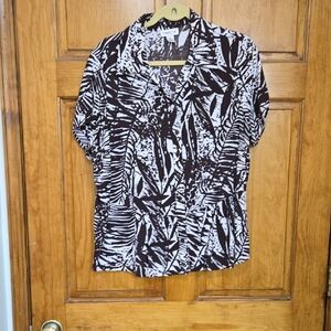 Coldwater Creek Brown and White Patterned Blouse